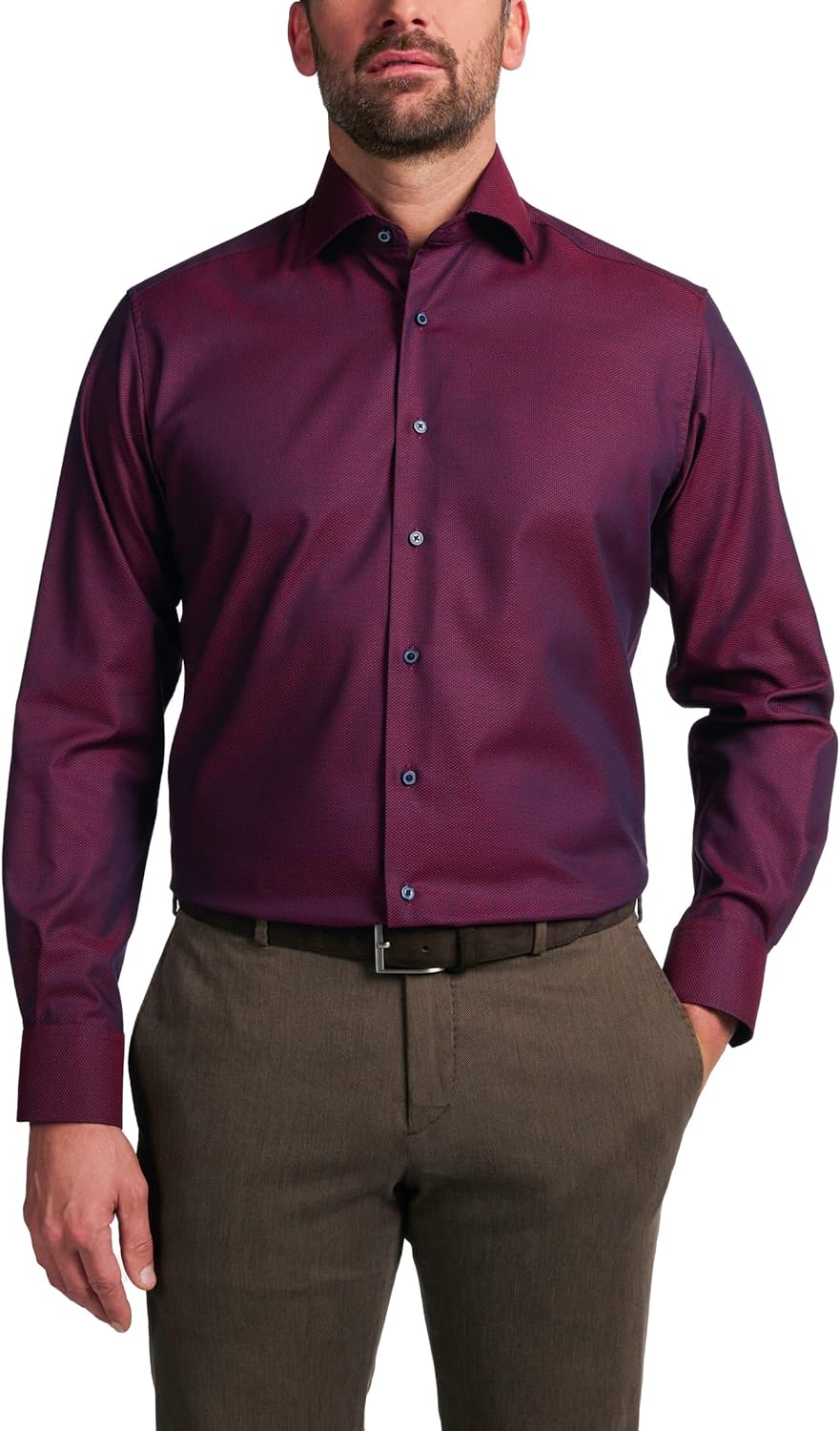 eterna Herren strukturiertes Baumwoll-Hemd MODERN FIT 1/1 rot 40_H_1/1