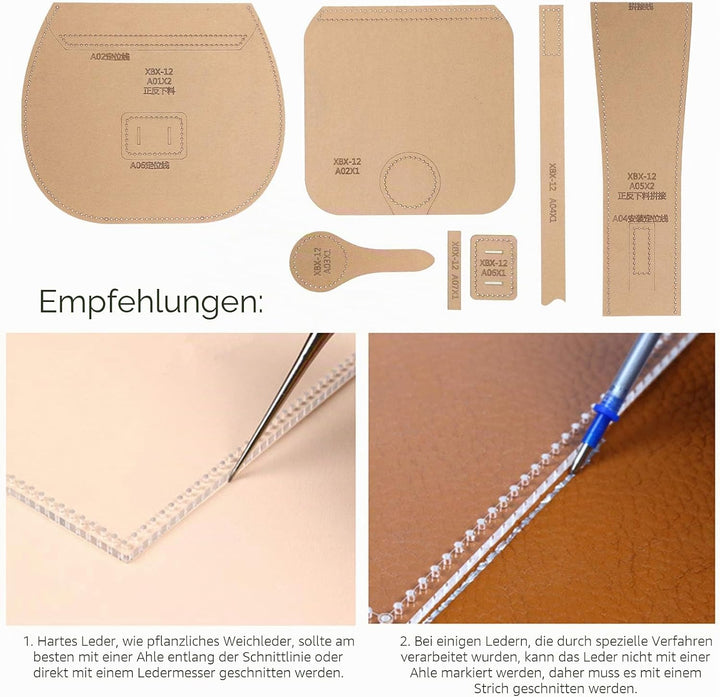 Single-Shoulder Bag Wallet Pattern Acryl Vorlage Geldbörse Making Stencil Kit Leder Craft Pattern fü