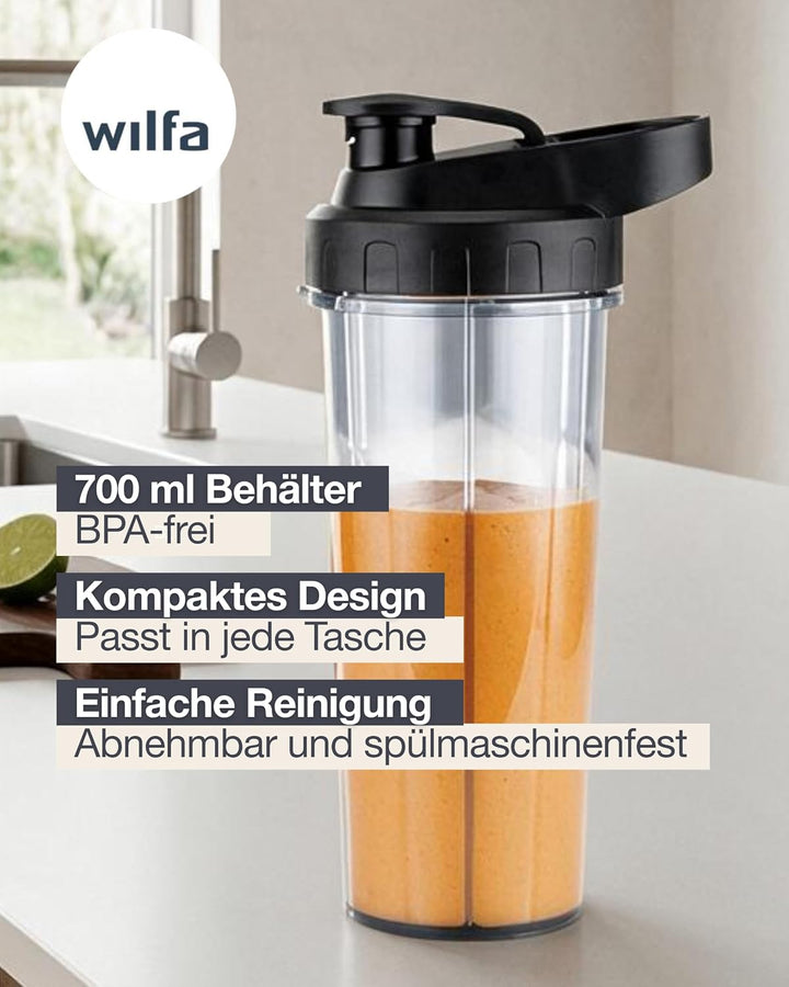 Wilfa XPLODE 2GO Trinkflasche für Mixer - Fassungsvermögen von 0,6 Liter, für alle XPLODE-Mixer, ros