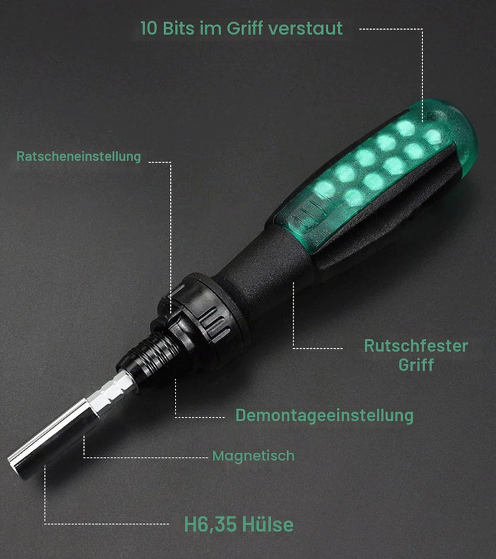 Ratschenschraubendreher Set mit magnetischen 10 Bits, alles in einem kleinen Taschen-Design, 1 Packu