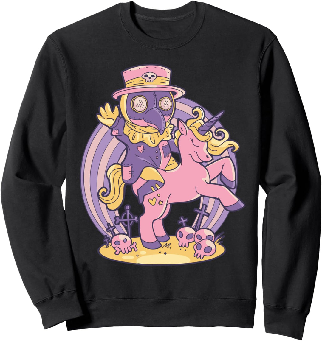 Pastell Goth Soft Goth Emo Ein Pest Doktor reitet ein Einhorn Sweatshirt