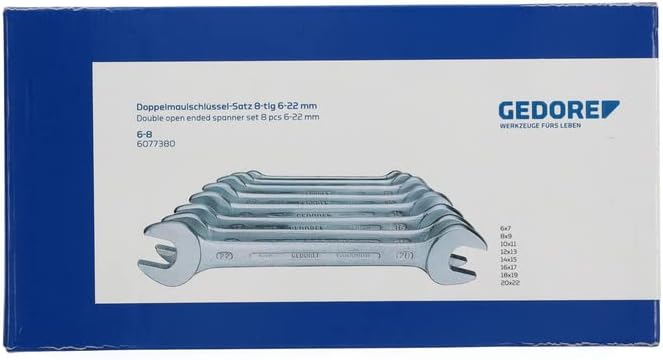 Doppelmaulschlüsselsatz 6-8 8-tlg.SW6-22mm CV-Stahl verchr.GEDORE 6 - 22 mm (8-teilig), 6 - 22 mm (8