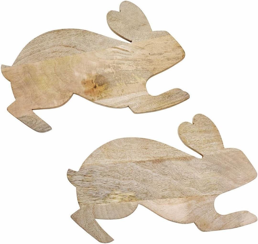 LOBERON Frühstücksbrett 2er Set Doraline, Niedliche Hasenform, Integrierte Eimulde, Tischaccessoires