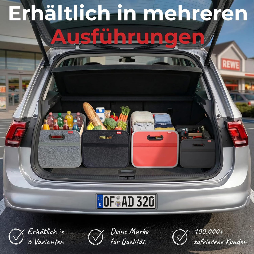 Achilles Auto-Faltbox XL - Kofferraumtasche Mit Grossem Stauraum - Grosse Filz-Einkaufstasche - Aufb