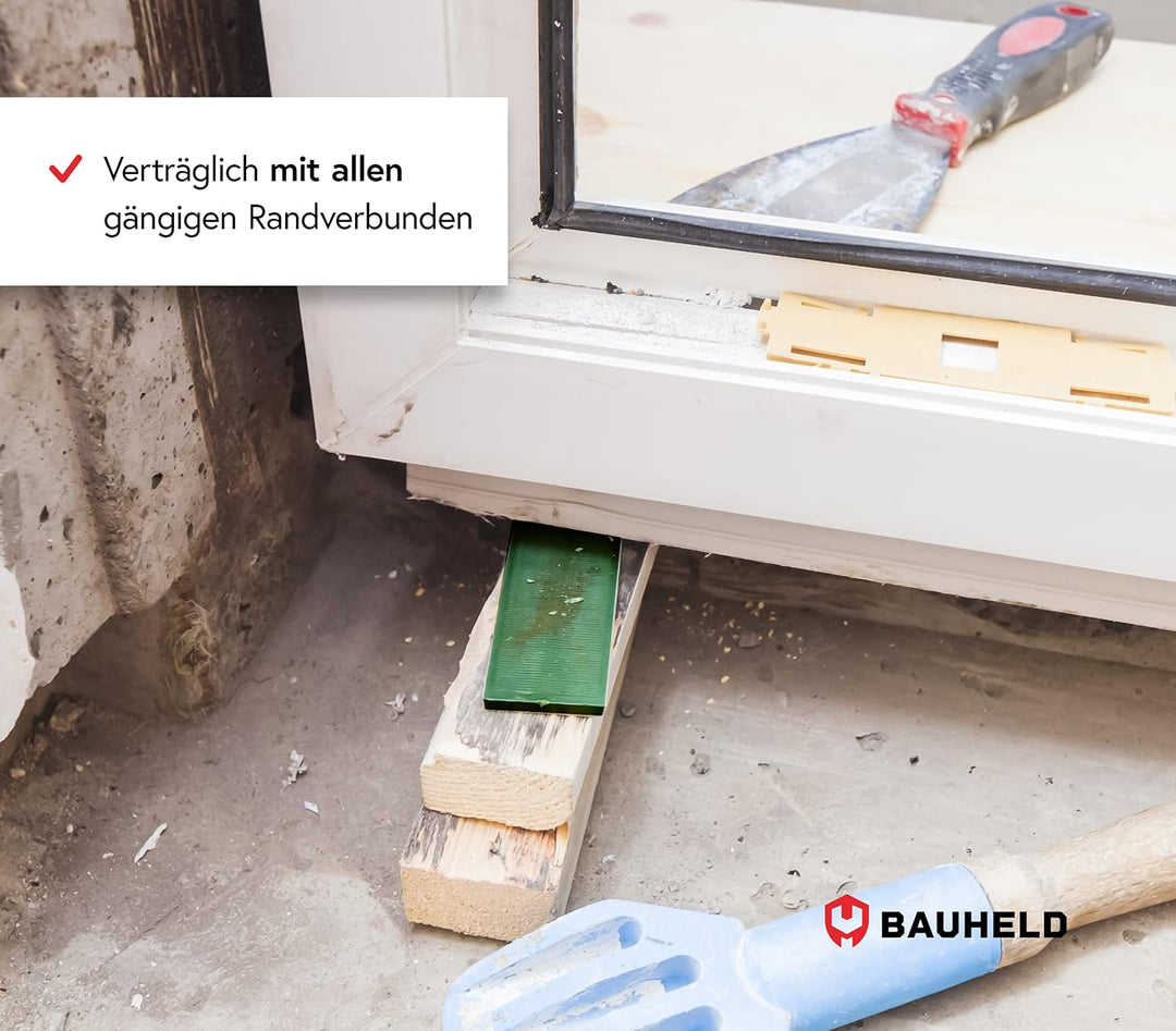 BAUHELD® Universal Verglasungsklötze 20x100 x 3mm [500 Stück] - Rote Fenster-Abstandshalter Keile au