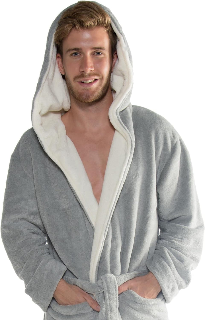 CelinaTex Texas Bademantel Kapuze XXXL grau creme weiss Mikrofaser Damen Herren Morgenmantel Coral F