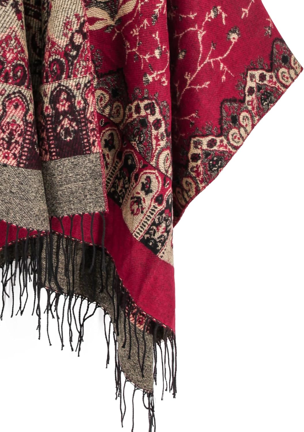 breezy lane Damen Poncho Schal Retro-Stil Bedruckt Umhang Übergrosse Decke Cardigans für Herbst und