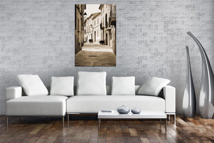 Fussweg in der Altstadt Format: 60x40 cm Effekt: Sepia als Leinwandbild, Motiv fertig gerahmt auf Ec