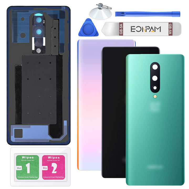 Eonpam Akkudeckel für OnePlus 8 Rückseite Glas Original Backcover Back Glas Ersatz Reparatur Set mit