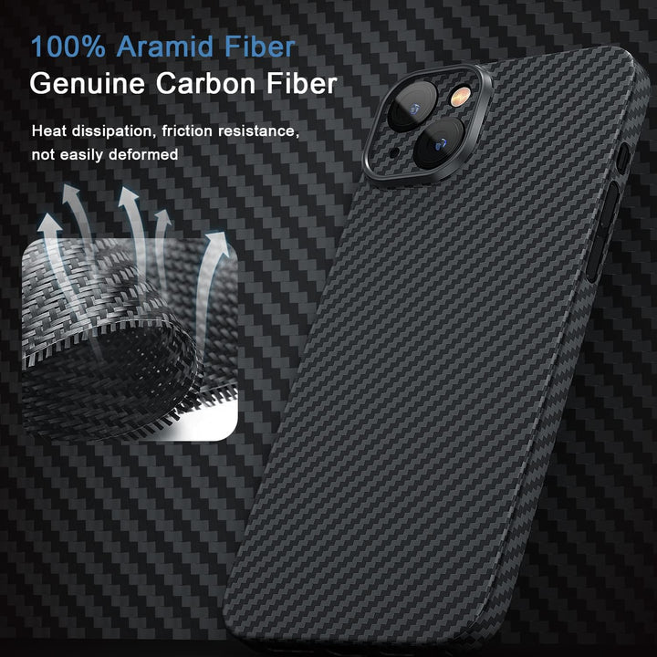 memumi Carbon Hülle für iPhone 14, 0,5 mm Superdünne, Hülle aus echter Aramidfaser [100% Aramidfaser