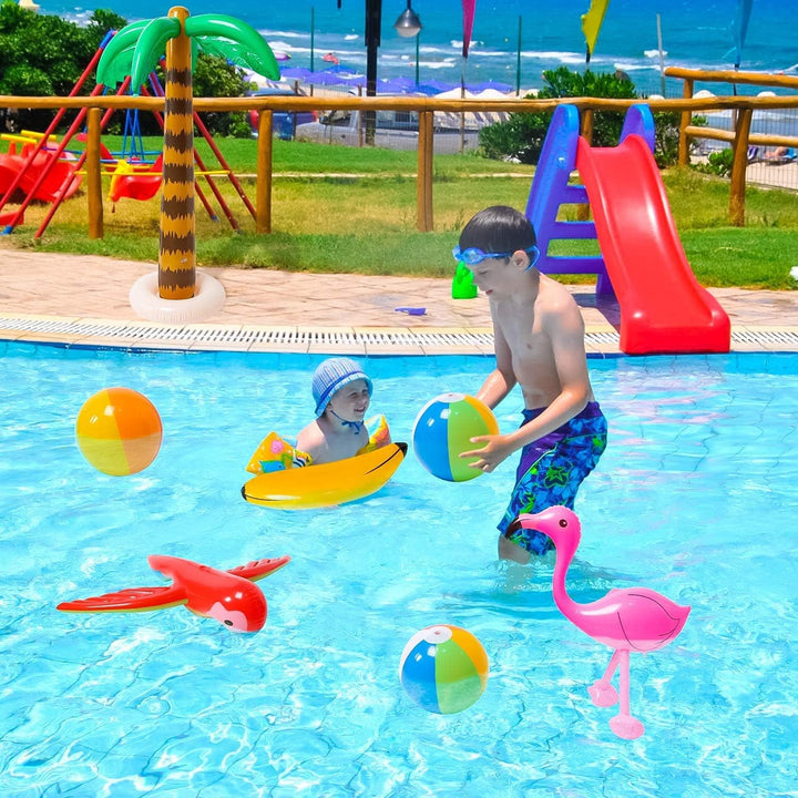 LATERN 11 Stück Aufblasbare Palmen Aufblasbar Flamingos Papagei Banane Strand Bälle Spielzeug für Ha