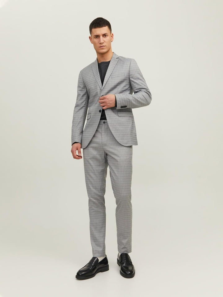 JACK & JONES Herren Jprfranco Check Suit Sn Anzug 54 Light Grey Melange/Checks:super Slim Fit, 54 Li