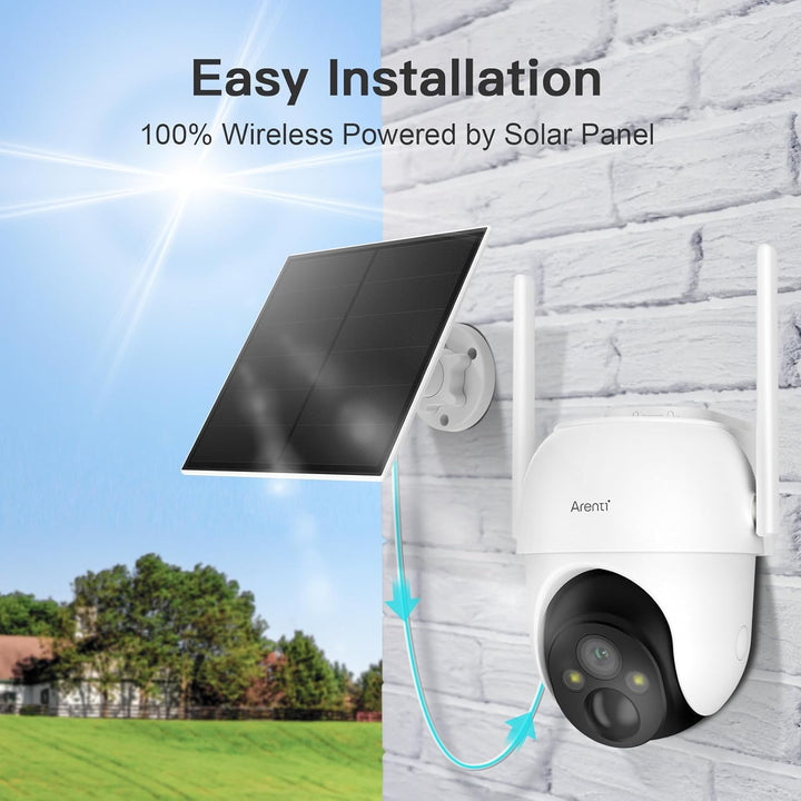 ARENTI 2K/3MP Überwachungskamera Aussen Akku mit Solar, PTZ 360° WLAN Kamera Überwachung Aussen, 100