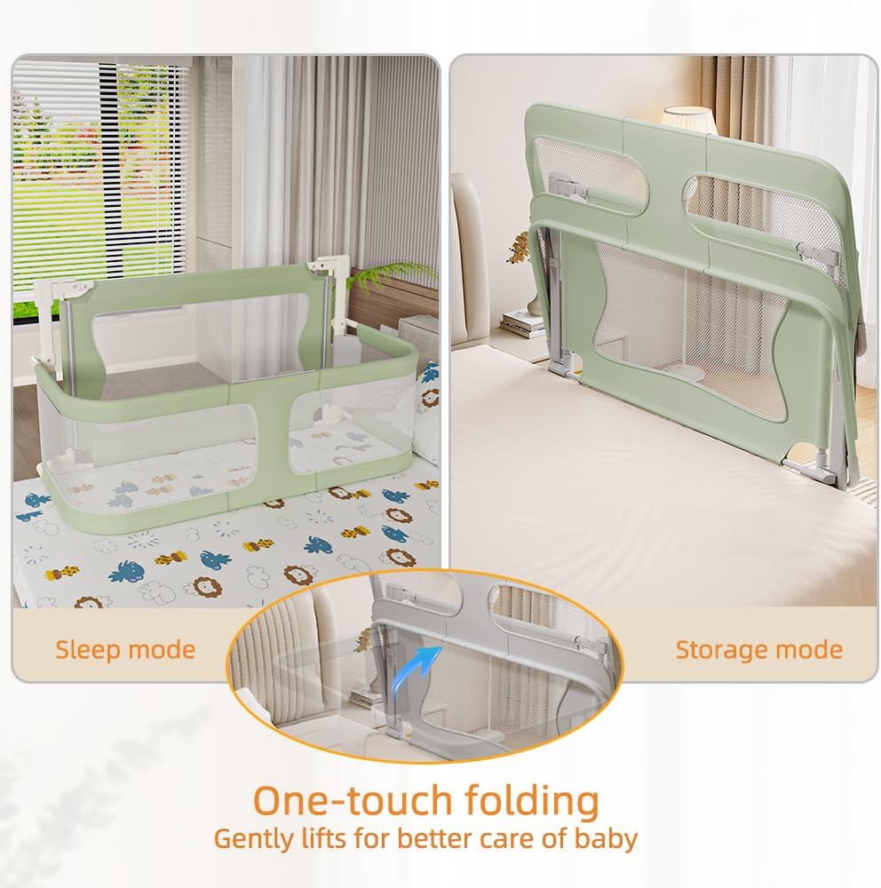 Kedia 3-in-1 Babybettgitter, Klappbettzaun mit Moskitonetz, Bed Rail, Sicherheitsgitter für Kinder,