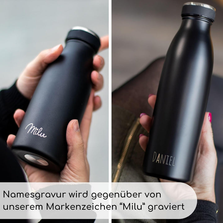 Milu® Trinkflasche mit Gravur personalisiert - als Geschenk-Idee Ostern, Vatertag, Muttertag, Weihna
