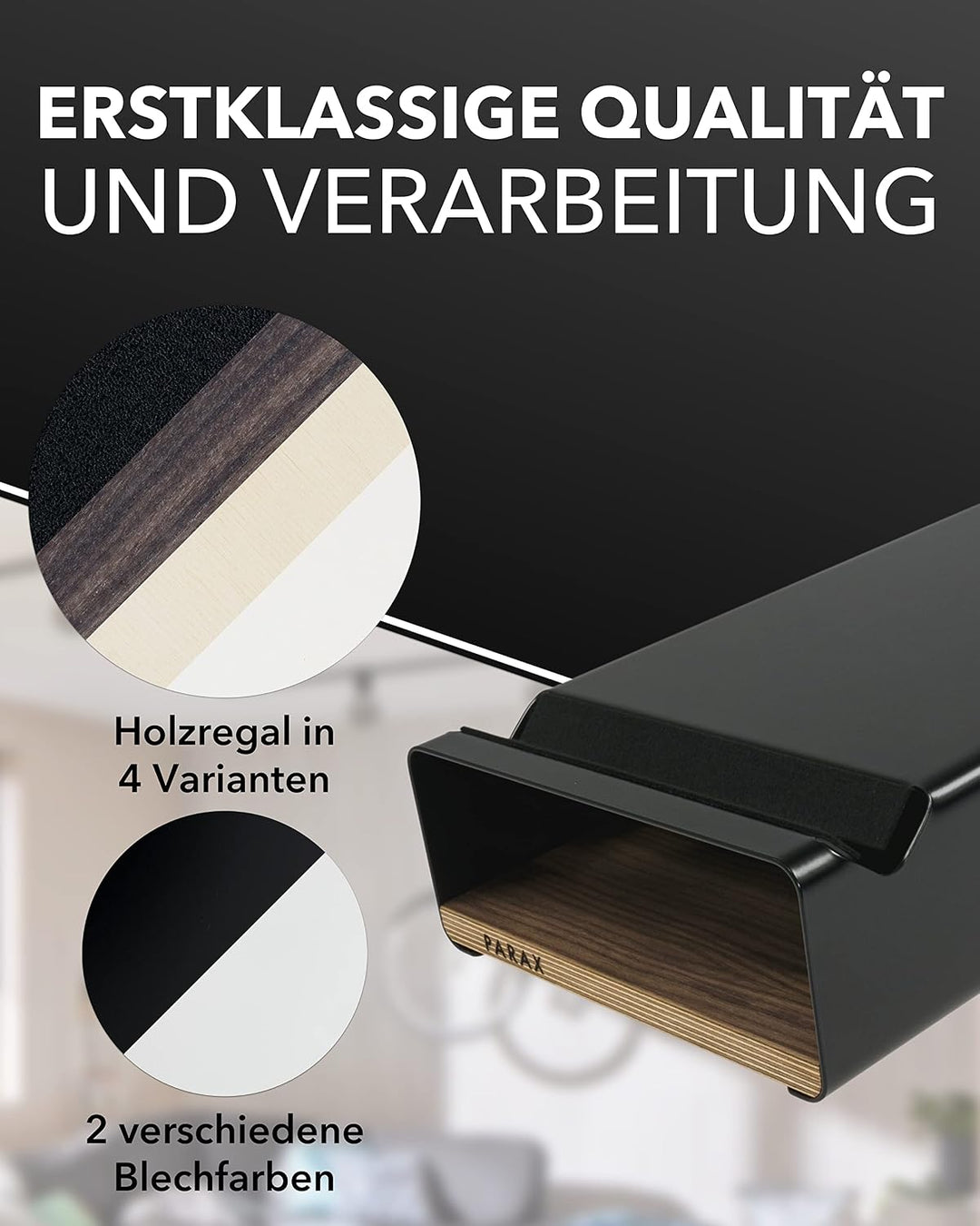 PARAX Fahrrad Wandhalterung S-Rack individualisierbar Aluminium Holz – Fahrrad Halterung für Rennrad