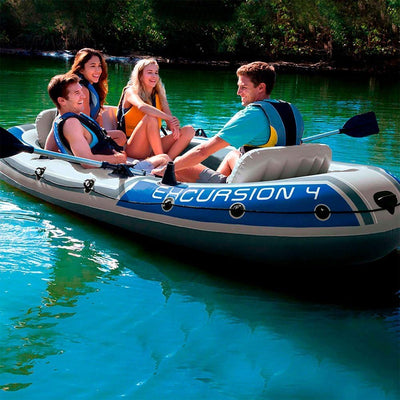 Intex Excursion 4 Set Schlauchboot - 315 x 165 x 43 cm - 3-teilig - Grau / Blau Single, Single