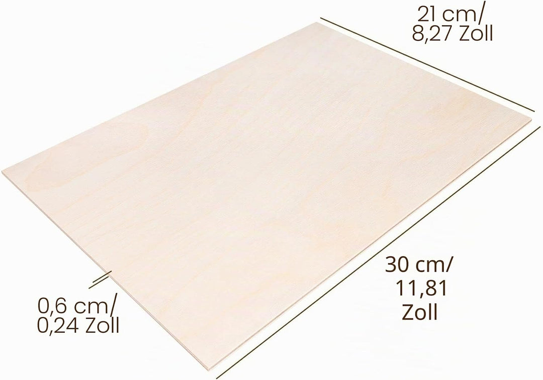 Creative Deco 10 x A4 Sperrholzplatte 6mm | 300 x 210 (+/- 0,5) mm | Birkensperrholz Dünne Holz-Zusc