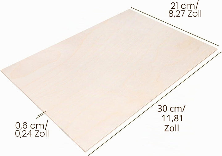 Creative Deco 10 x A4 Sperrholzplatte 6mm | 300 x 210 (+/- 0,5) mm | Birkensperrholz Dünne Holz-Zusc