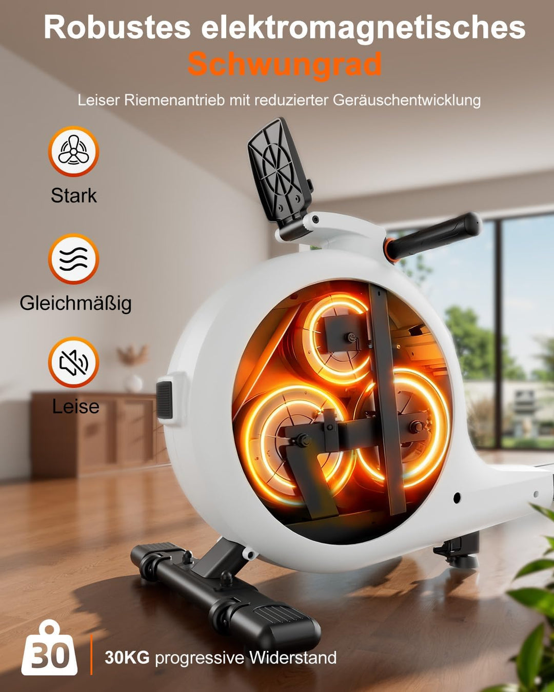 Superun Rudergerät für Zuhause mit 32 Stufen Widerstand - Leises Magnetisches Rudergerät mit APP und