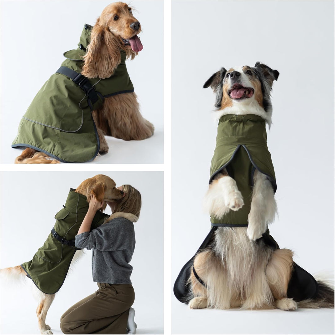 DOGOPAL Hundemantel Wasserdicht | Wintermantel &amp; Hunderegenmantel mit Fleecefutter, Reflektierend un