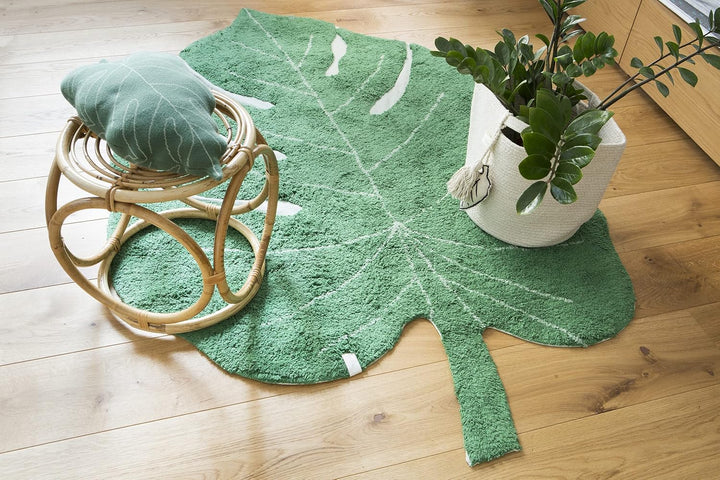 Lorena Canals Waschbares Kissen BABYLEAF für Kinderzimmer in der Farbe Grün. Handgefertigt von Kunst