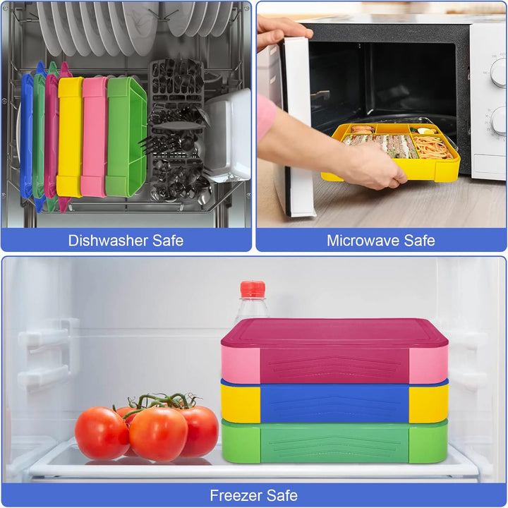 IJIAMY Brotdose Kinder mit Fächern, 1300ml Jausenbox Kinder, Auslaufsicher Bento Box, Lunchbox Kinde