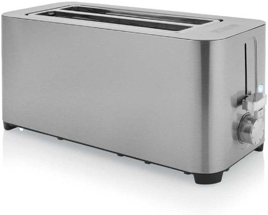 Princess 142402 Steel Toaster 2 Langer Schlitz - 7 einstellbare Stufen - 1400 W 4 Toasts Langer Schl