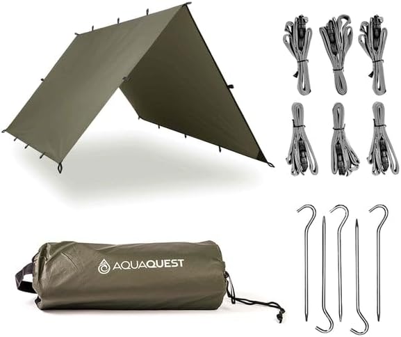 AQUAQUEST Safari wasserdichte Camping-Plane - Leichter Sonnenschutz oder Regenschutz - Wandern, Ruck