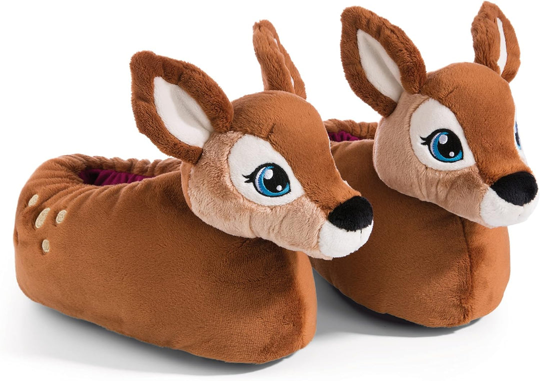 NICI 49227 REH Mala Magic Grösse 34-37 (M) braun-Nachhaltige warme Kuscheltier Hausschuhe für Jungen