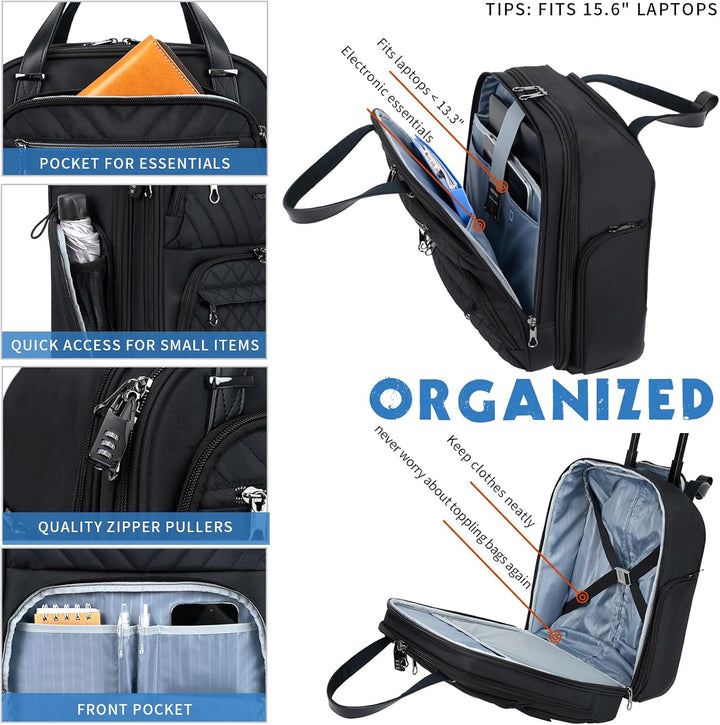 KROSER Handgepäck Koffer Trolley 40cm, Carry On Untersitzer Multifunktional 16-Zoll Leichter Über-Na