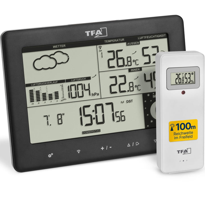 TFA Dostmann Funk-Wetterstation Elements, 35.1158.01, mit Aussensender, Wettervorhersage, deutsches