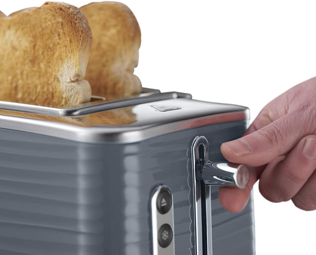 Russell Hobbs Toaster [für 2 Scheiben] Inspire Grau mit hochwertiger Hochglanz-Struktur (extra breit