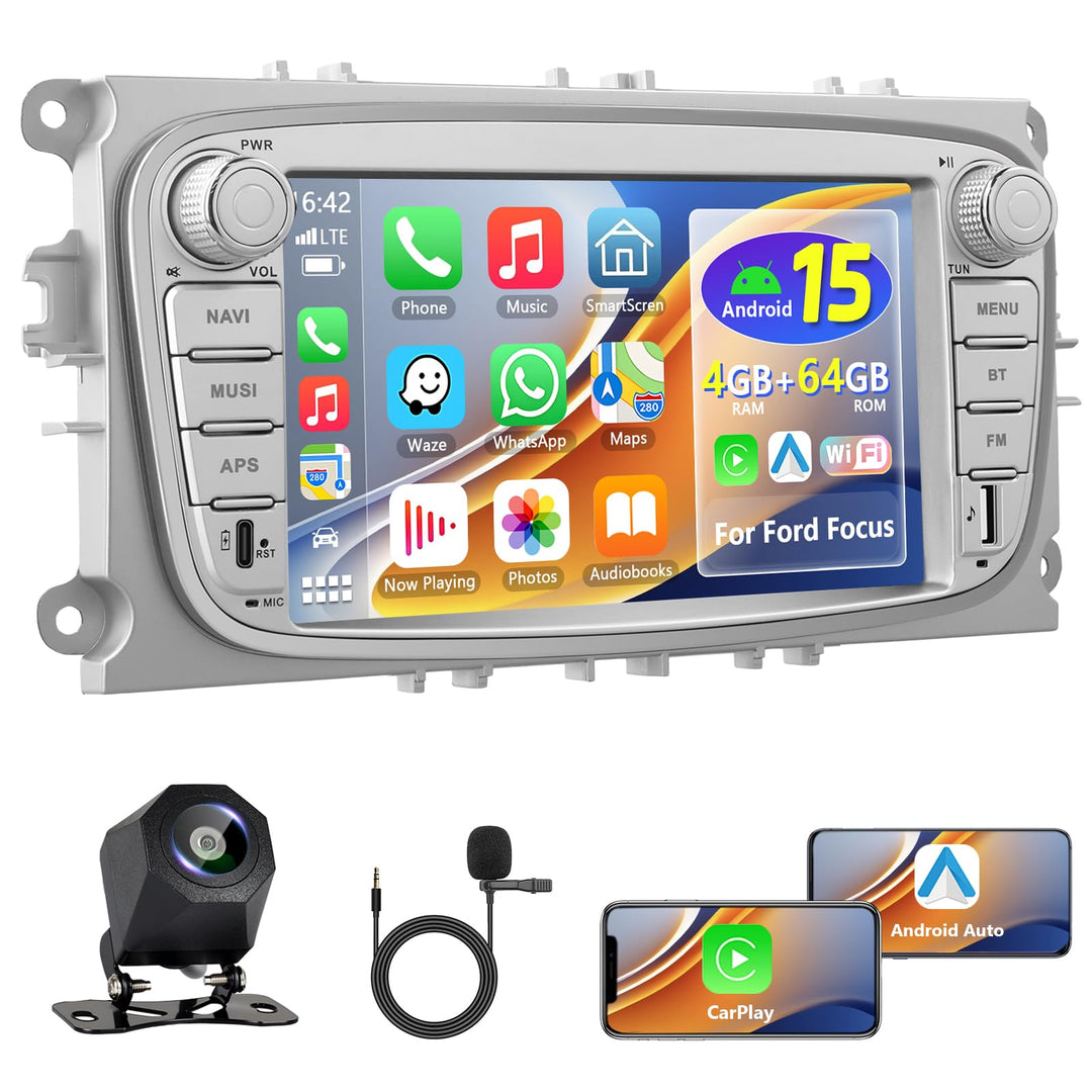 Qualcomm 8 Core 4GB+64GB Carplay Autoradio für Ford Focus II MK2/S-Max/Mondeo MK4/Galaxy II C-Max 06