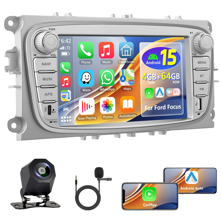 Qualcomm 8 Core 4GB+64GB Carplay Autoradio für Ford Focus II MK2/S-Max/Mondeo MK4/Galaxy II C-Max 06