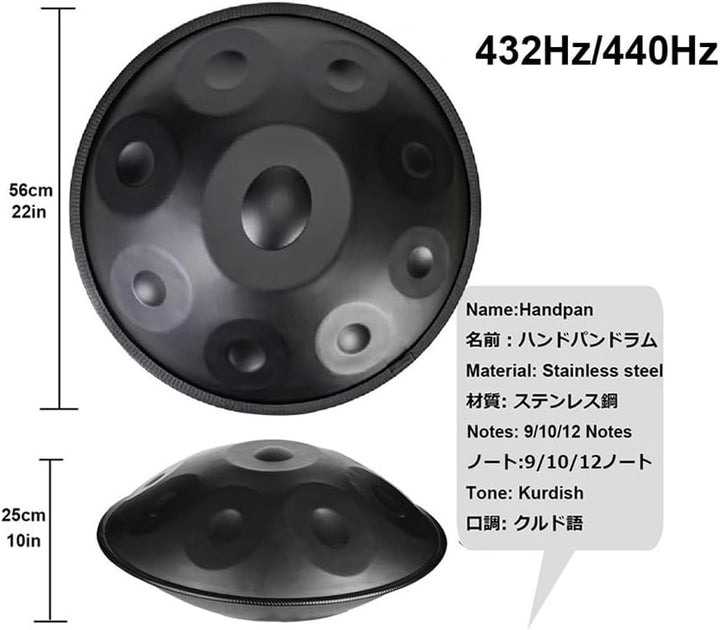 Handtrommel, Handpan-Drum-Instrument In D-Moll 9/10/12 Noten 56cm Stahl-Handpan-Trommel Mit Handpan