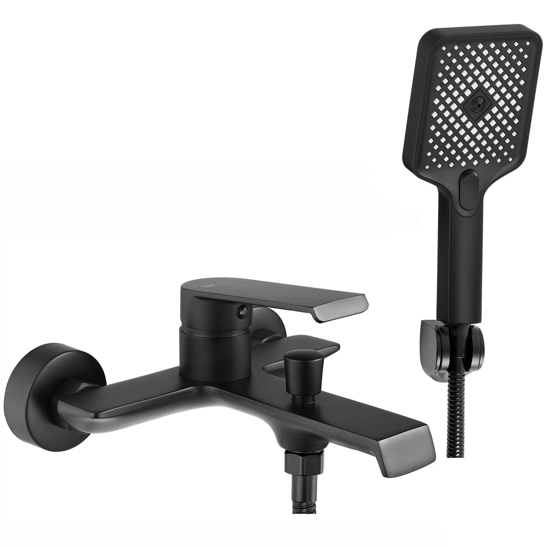 Rea Badewannenarmatur HASS BLACK Wasserhahn Badewanne Einhebel Wannenarmatur mit Handbrause Badarmat