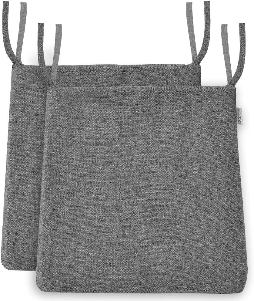 BALCONY & FALCON Trapezförmige Sitzkissen mit Bindebänder in Hellgrau 2er Set: 38–42 cm grosse Sitzp