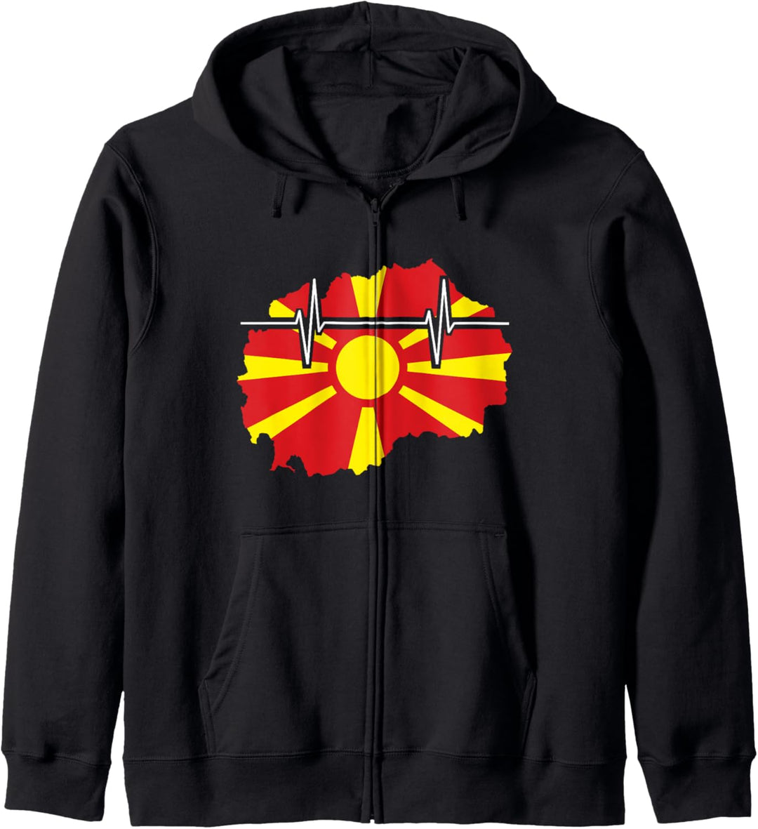 Mazedonien Karte mit Herzschlag Vintage Flagge Mazedonien Kapuzenjacke