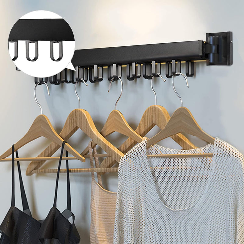 SWAWIS Wäscheständer Wandmontage Kleiderstange 90cm Ausziehbar Klappbar Wäscheständer Kleiderstange