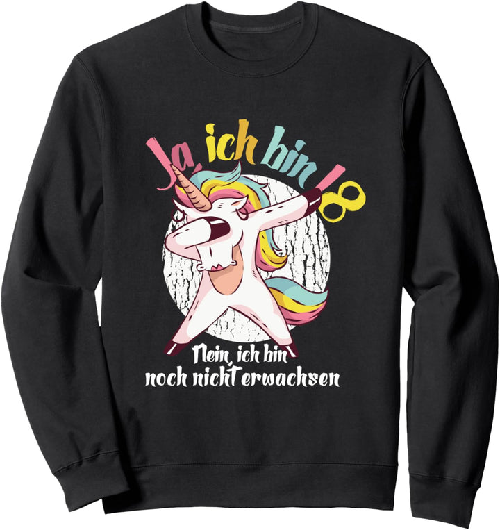 Ja ich bin 18 Einhorn 18. Geburtstag 2002 Mädchen Frau Sweatshirt