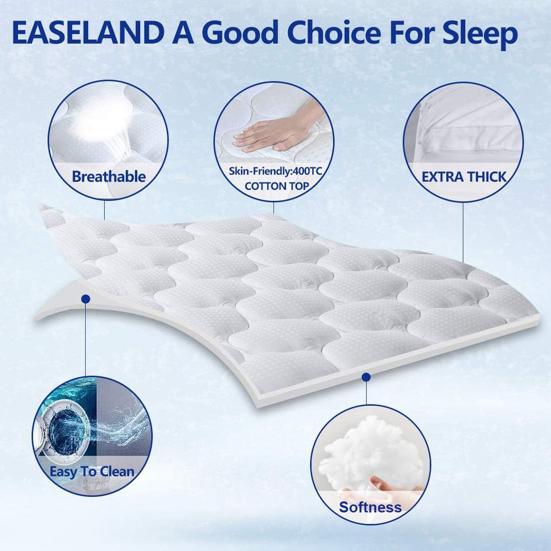EASELAND Extra Dicke Queen-Size-Matratzenauflage, flauschig, Kissen-Oberseite, Matratzenschoner, Bau
