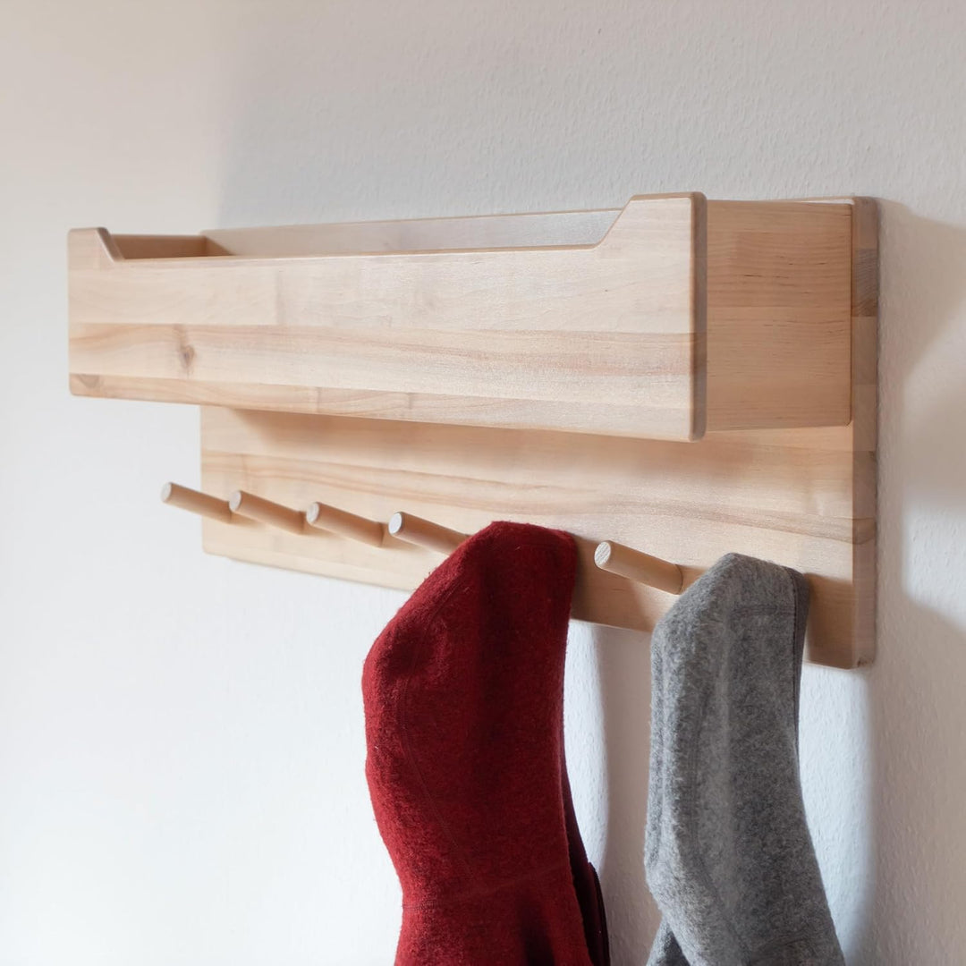 Ehrenkind® Kindergarderobe | Aus robusten Holz | Garderobe Kinder | Gross Natur Kleiderhaken Kinder