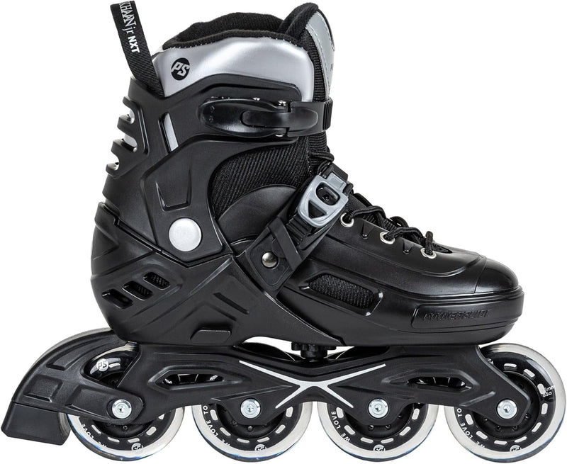 Powerslide Kinder Inline Skate Khaan Junior NXT Black, grössenverstellbar, für Fitness, Urban, Hocke