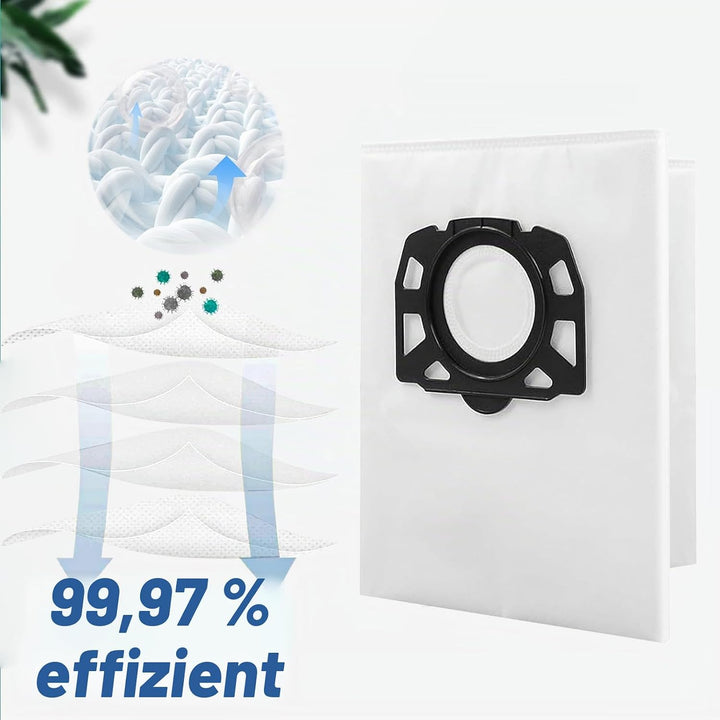 10 Stück Staubsaugerbeutel für Kärcher WD4 WD5 WD6 WD5P WD6P MV4 MV5 MV6 Vliesfilterbeutel KFI 487 E