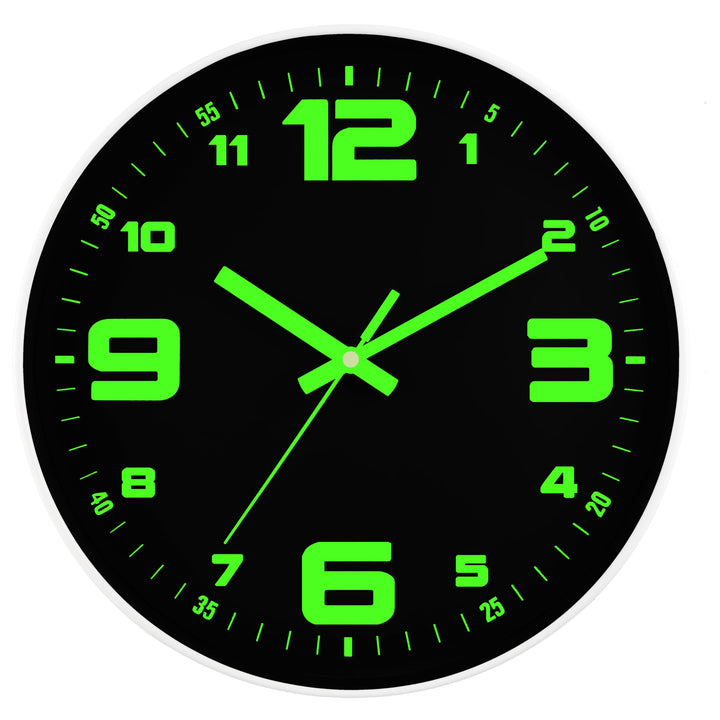 DIYZON Leuchtende Wanduhr, Geräuschlos, Nicht tickend, 30 cm, Nachtlicht-Wanduhren, Batteriebetriebe