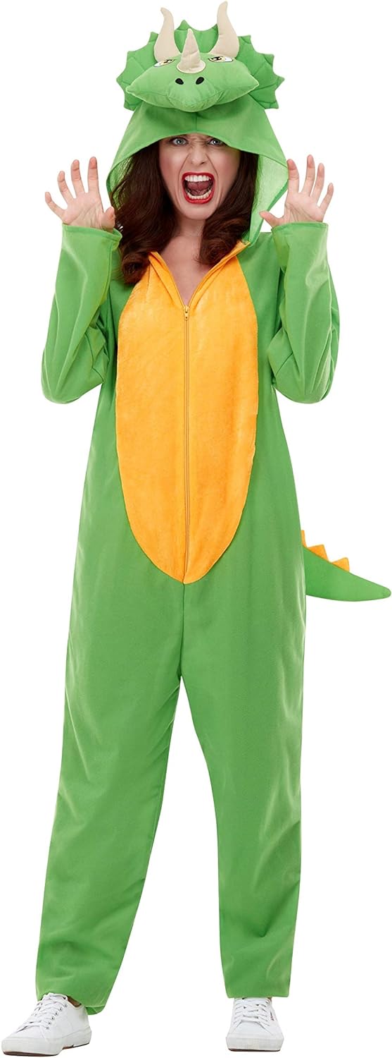 Dinosaur Costume, Green, with Hooded Jumpsuit, (M) 38-40 Grün, 38-40 Grün