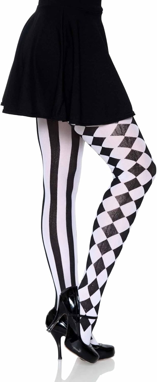 LEG AVENUE 7720 - Harlequin Pantyhose, Einheitsgrösse (EUR 36-40), Schwarz-Weiss, Schwarz-Weiss