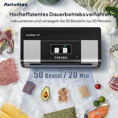 FRESKO Automatische Vakuumiergerät, Absaugleistung 18 L/Min, Einhand-Bedienung Vakuumierer, Trocken/