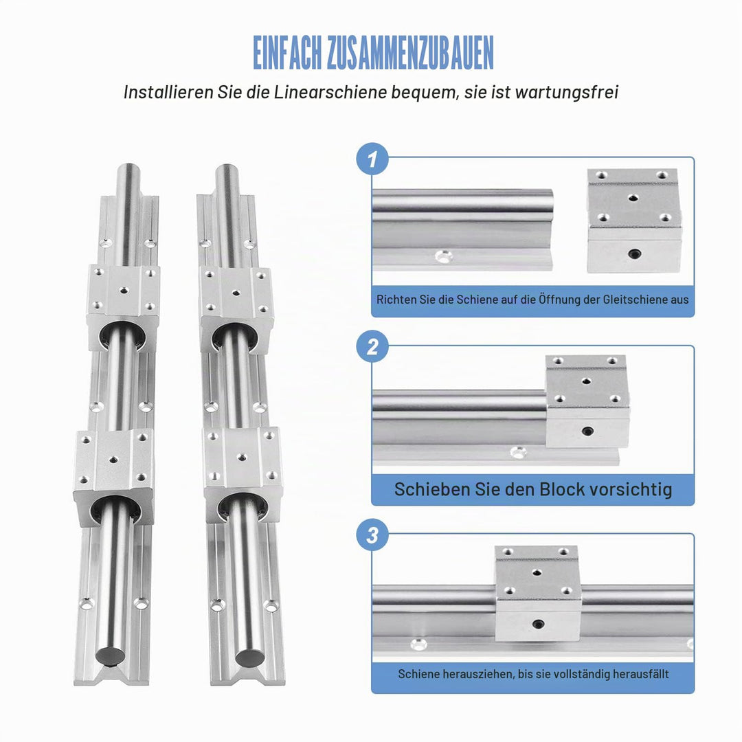 CNCMANS Linearführung Linearschiene 2Stück SBR12-500mm Edelstahl Führungsschiene mit 4Stück SBR12UU
